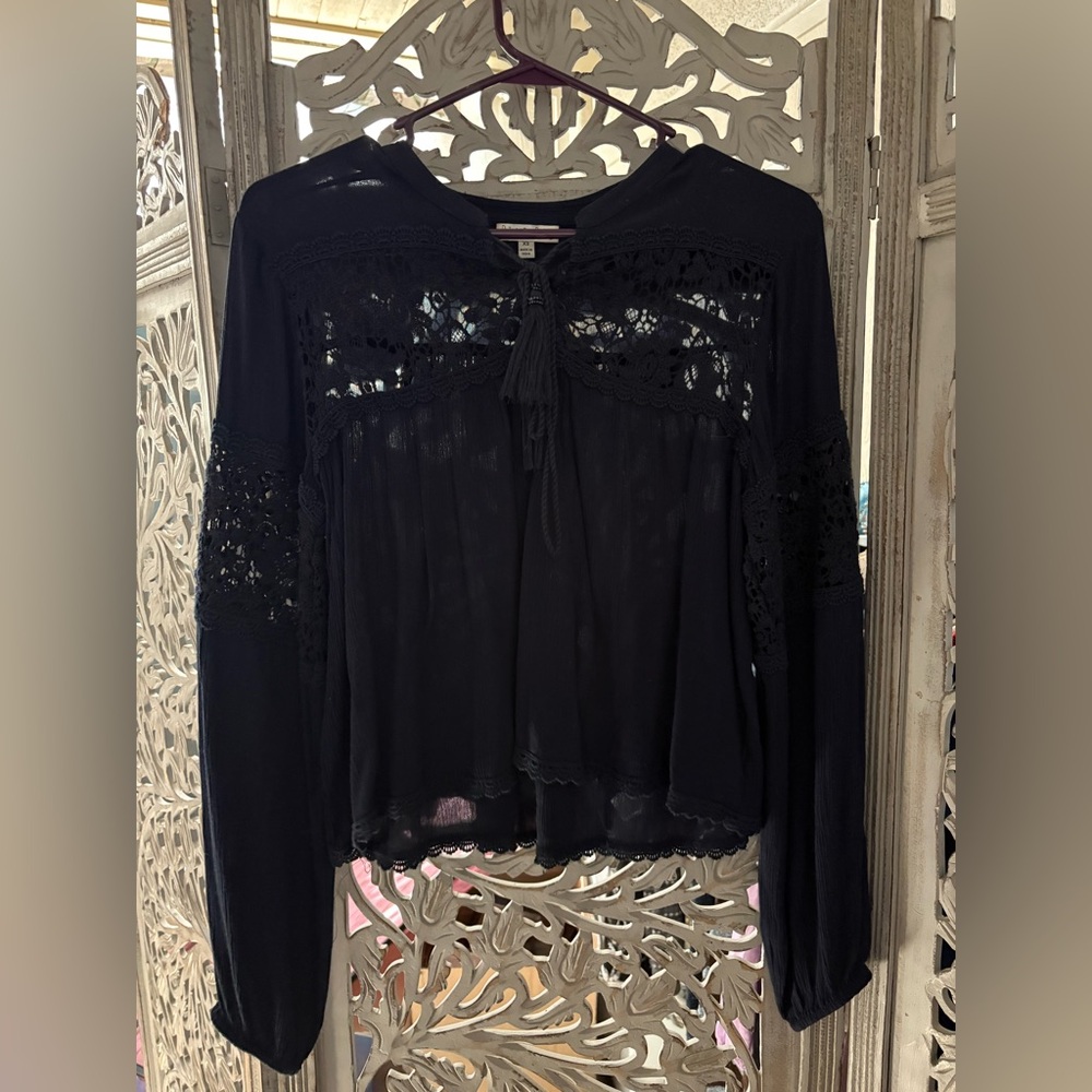 Patrons of Peace Elegant Dark Blue Blouse